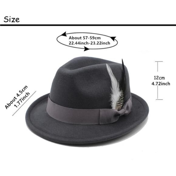 Classic Fedora Hats for Men & Women Vintage Style Short Brim Felt Hat - Picture 2 of 7